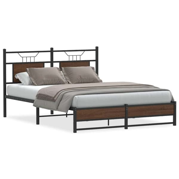 vidaXL Sengeramme uten madrass brun eik 137x190 cm konstruert tre