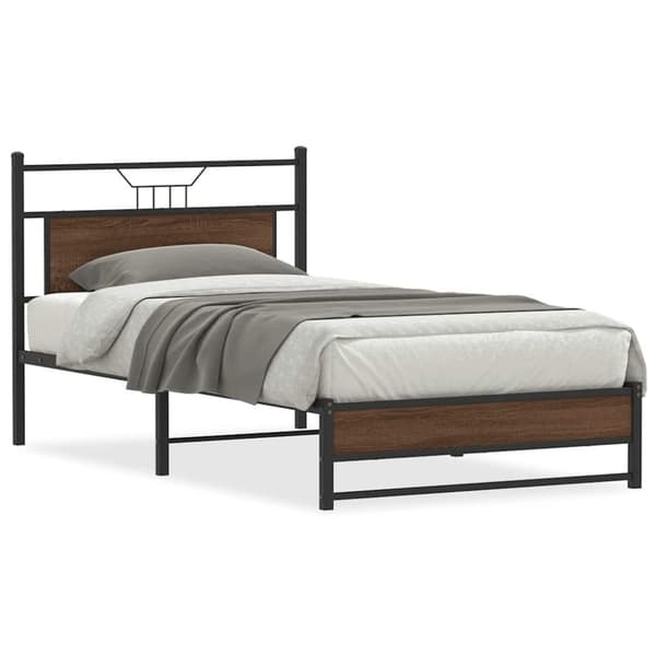 vidaXL sengeramme uden madras 107x203 cm konstrueret træ brunt eg
