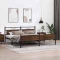 Miniatyrbilde 5 av 11: vidaXL Sengeramme i metall uten madrass brun eik 200x200 cm