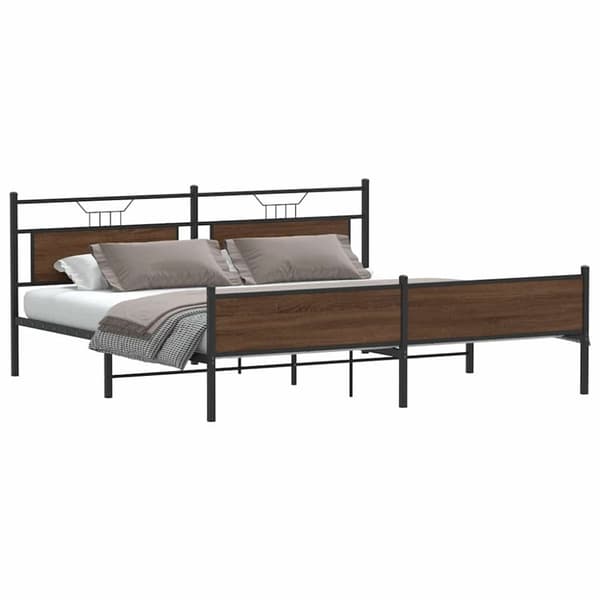 vidaXL sengeramme uden madras 200x200 cm metal brun egetræsfarve
