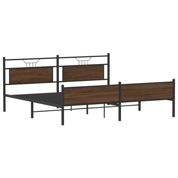 vidaXL sengeramme uden madras 200x200 cm metal brun egetræsfarve