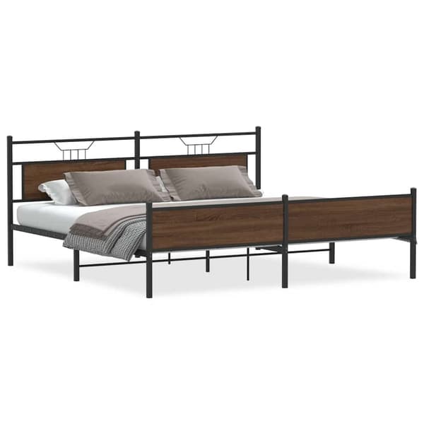 vidaXL sengeramme uden madras 200x200 cm metal brun egetræsfarve