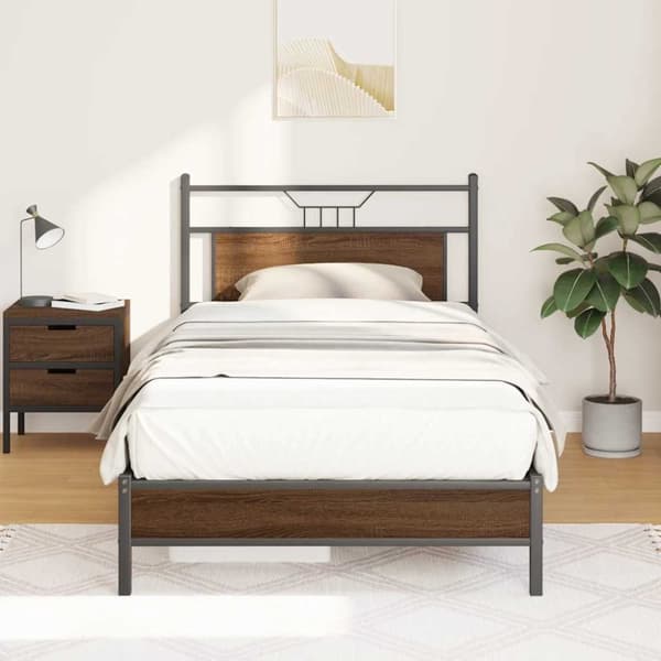 vidaXL Sengeramme uten madrass brun eik 107x203 cm konstruert tre