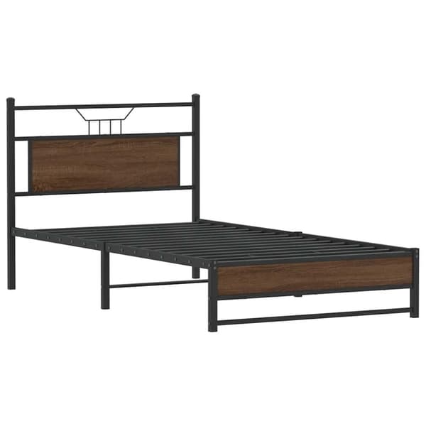 vidaXL Sängynrunko ilman patjaa ruskea tammi 100x200 cm tekninen puu