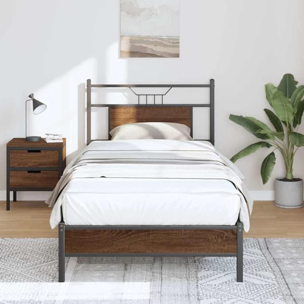 vidaXL Sengeramme uten madrass brun eik 90x190 cm konstruert tre
