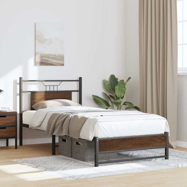 vidaXL sengeramme 80x200 cm uden madras konstrueret træ brunt eg
