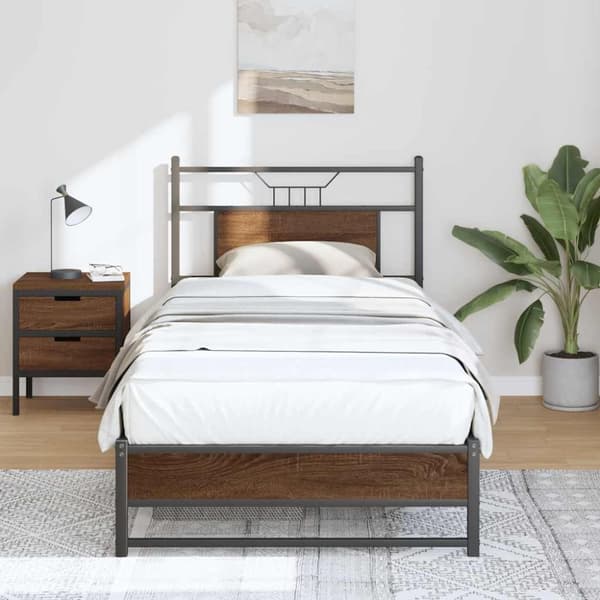 vidaXL sengeramme 80x200 cm uden madras konstrueret træ brunt eg