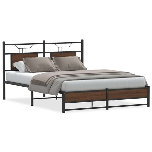 vidaXL Sängynrunko ilman patjaa ruskea tammi 140x190 cm tekninen puu