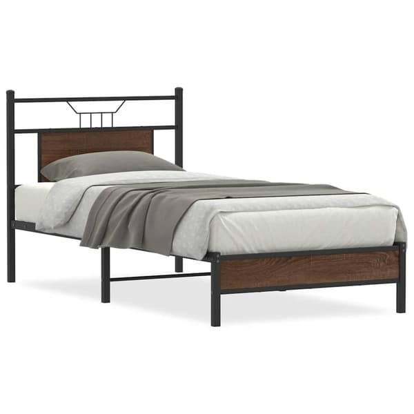 vidaXL sengeramme 80x200 cm uden madras konstrueret træ brunt eg