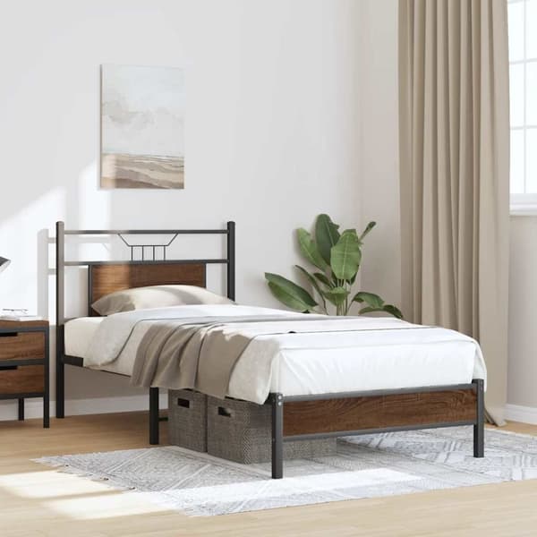vidaXL sengeramme 80x200 cm uden madras konstrueret træ brunt eg
