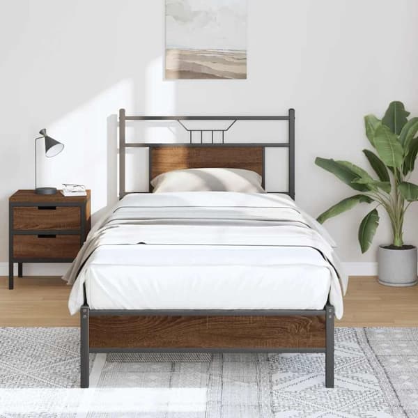 vidaXL sengeramme 80x200 cm uden madras konstrueret træ brunt eg