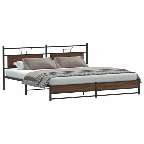 vidaXL Sengeramme i metall uten madrass brun eik 200x200 cm