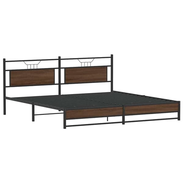 vidaXL Sengeramme i metall uten madrass brun eik 200x200 cm