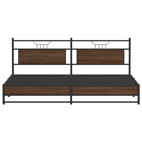 vidaXL Sengeramme i metall uten madrass brun eik 200x200 cm