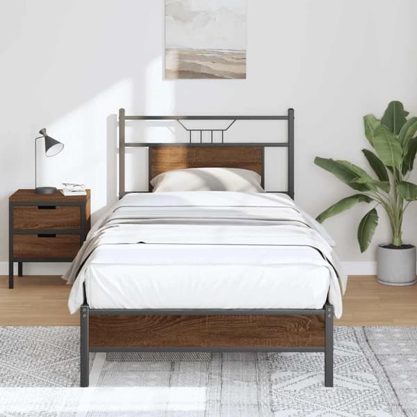 vidaXL Sengeramme uten madrass brun eik 90x200 cm konstruert tre