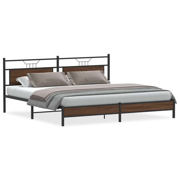 vidaXL sengeramme uden madras 200x200 cm metal brun egetræsfarve