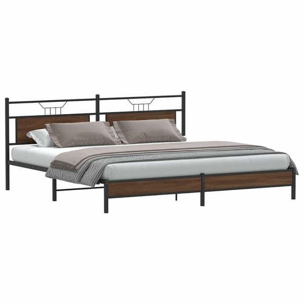vidaXL sengeramme uden madras 200x200 cm metal brun egetræsfarve