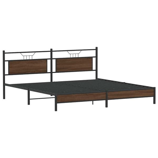 vidaXL sengeramme uden madras 200x200 cm metal brun egetræsfarve