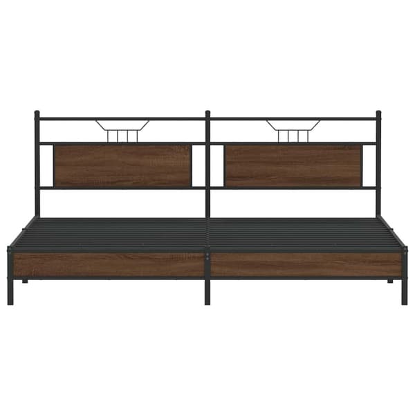 vidaXL sengeramme uden madras 200x200 cm metal brun egetræsfarve