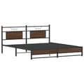 Miniatyrbillede 6 af 11: vidaXL sengeramme uden madras 180x200 cm metal brun egetræsfarve