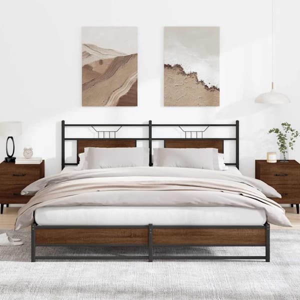 vidaXL sengeramme uden madras 180x200 cm metal brun egetræsfarve