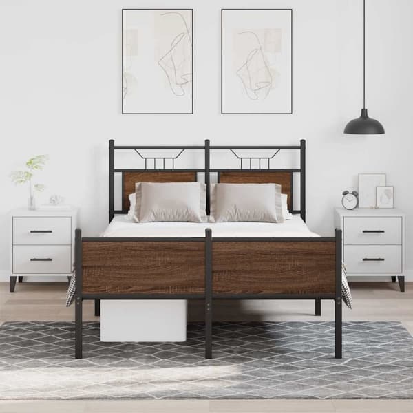 vidaXL sengeramme 120x200 cm uden madras konstrueret træ brunt eg
