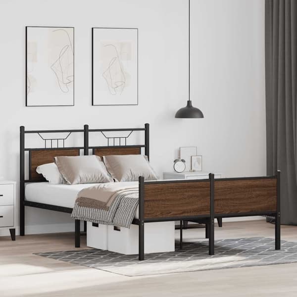 vidaXL sengeramme 120x200 cm uden madras konstrueret træ brunt eg