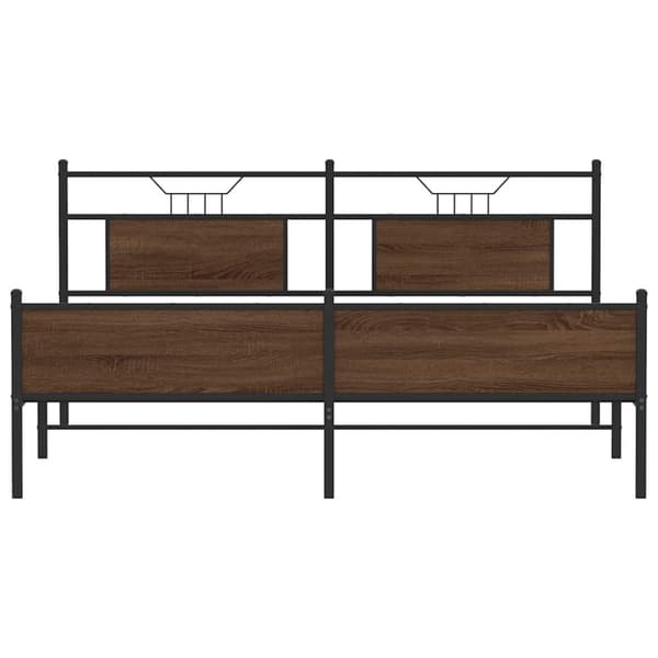 vidaXL Sengeramme i metall uten madrass brun eik 183x213 cm