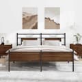 Miniatyrbilde 2 av 11: vidaXL Sengeramme i metall uten madrass brun eik 183x213 cm
