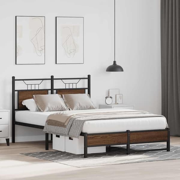 vidaXL Sengeramme uten madrass brun eik 120x190 cm konstruert tre