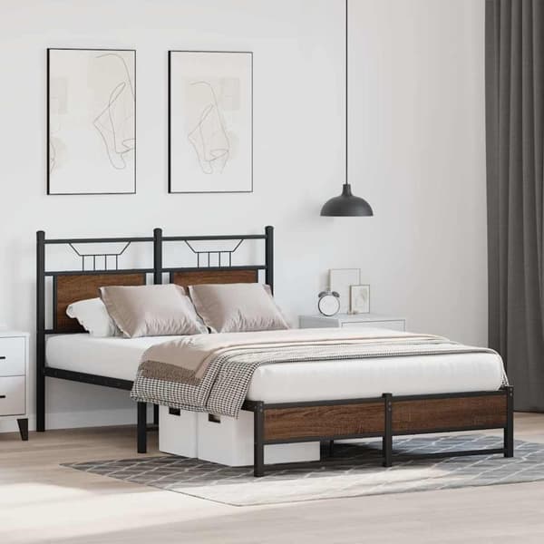 vidaXL sengeramme 120x200 cm uden madras konstrueret træ brunt eg