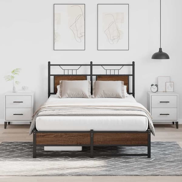 vidaXL sengeramme 120x200 cm uden madras konstrueret træ brunt eg