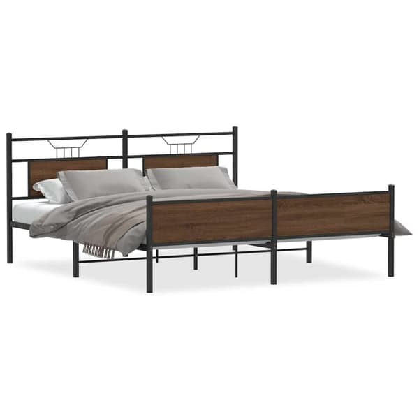 vidaXL sengeramme uden madras 180x200 cm metal brun egetræsfarve