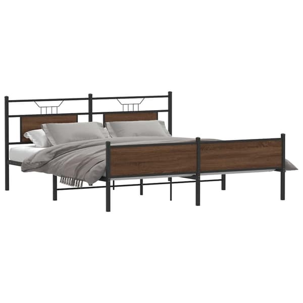 vidaXL sengeramme uden madras 180x200 cm metal brun egetræsfarve