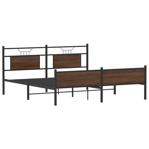 vidaXL sengeramme uden madras 180x200 cm metal brun egetræsfarve