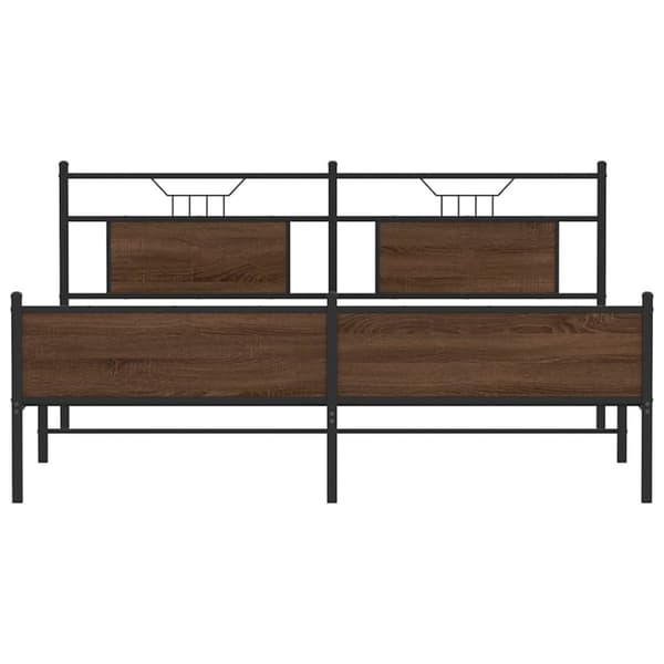 vidaXL sengeramme uden madras 180x200 cm metal brun egetræsfarve