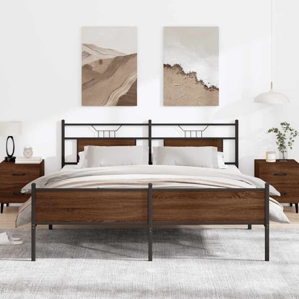 vidaXL sengeramme uden madras 180x200 cm metal brun egetræsfarve