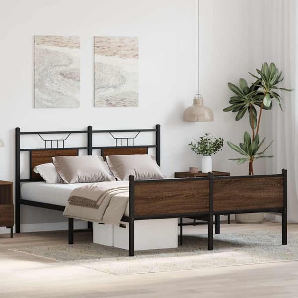 vidaXL Sengeramme uten madrass brun eik 150x200 cm konstruert tre