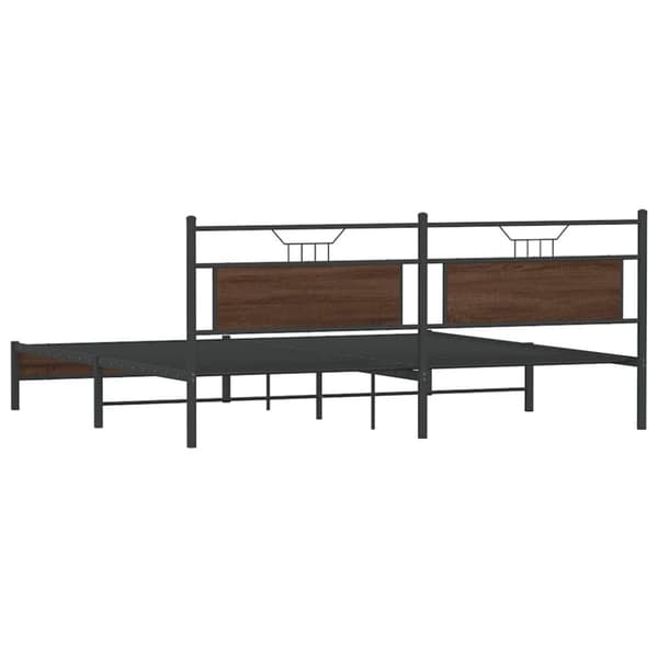 vidaXL sengeramme uden madras 193x203 cm metal brun egetræsfarve