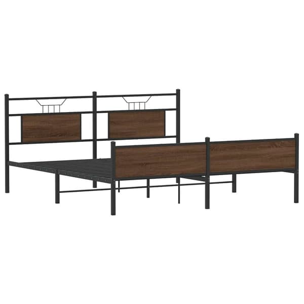 vidaXL sengeramme uden madras 160x200 cm metal brun egetræsfarve