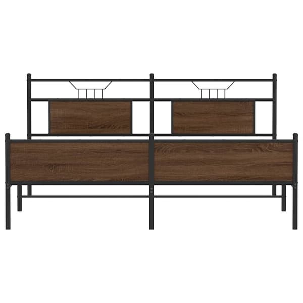 vidaXL sengeramme uden madras 160x200 cm metal brun egetræsfarve