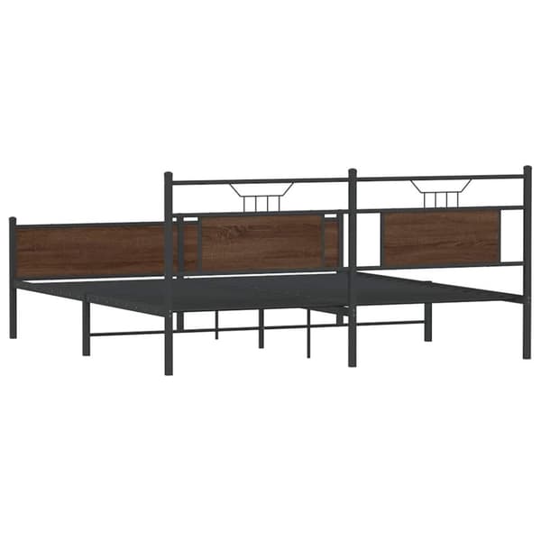 vidaXL sengeramme uden madras 160x200 cm metal brun egetræsfarve