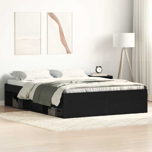 vidaXL sengestel uden madras 140x190 cm konstrueret træ sort eg