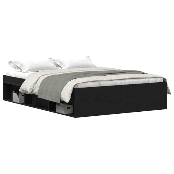 vidaXL sengestel uden madras 140x190 cm konstrueret træ sort eg