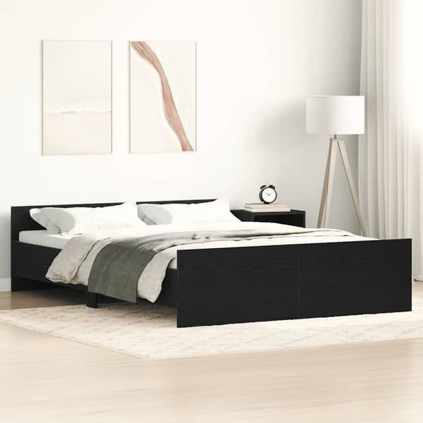 vidaXL sengestel uden madras 140x200 cm konstrueret træ sort eg
