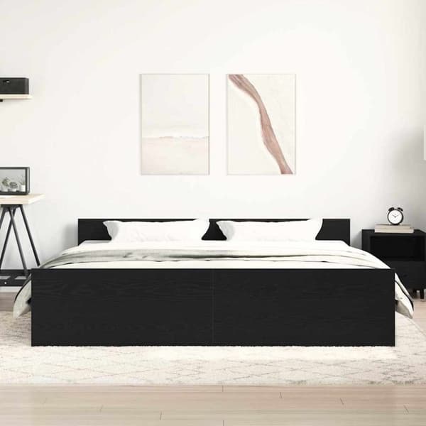 vidaXL Sängynrunko ilman patjaa musta tammi 200x200 cm tekninen puu
