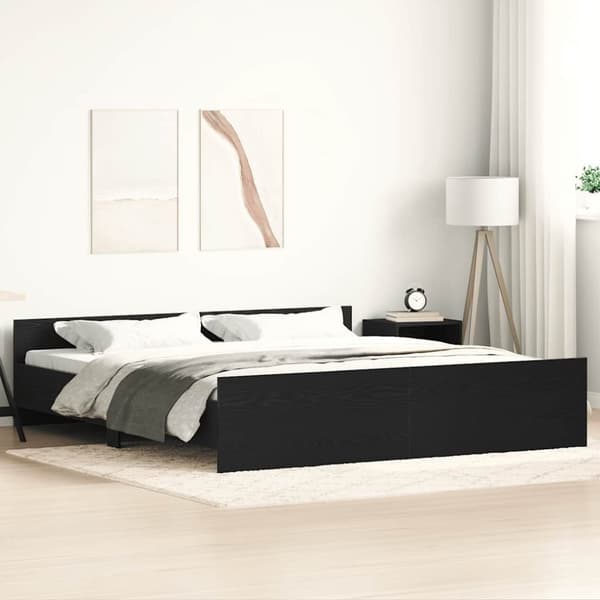 vidaXL Sengeramme uten madrass madrass svart eik 200x200 cm
