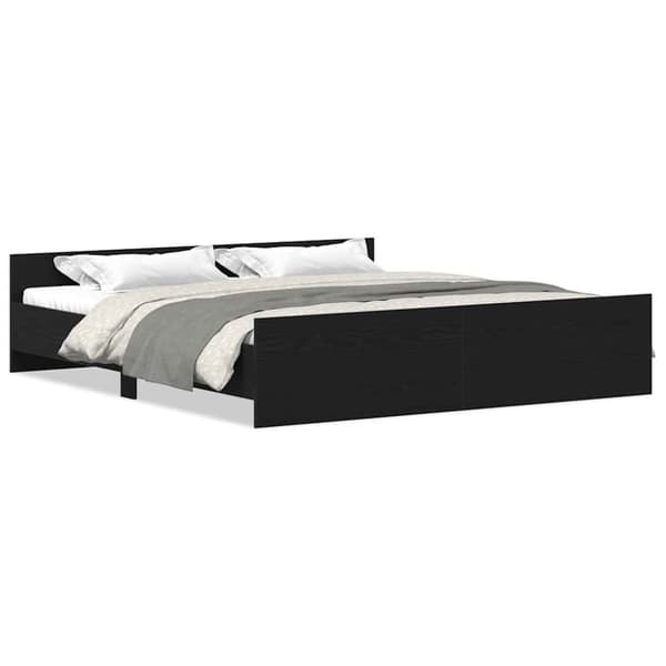 vidaXL Sengeramme uten madrass madrass svart eik 200x200 cm