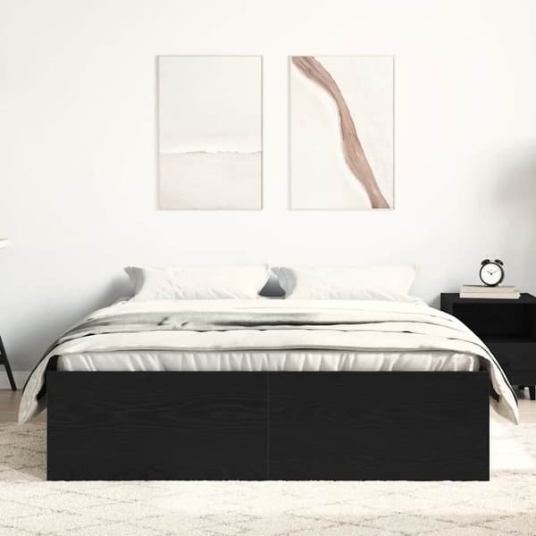 vidaXL Sängynrunko ilman patjaa musta tammi 140x200 cm tekninen puu