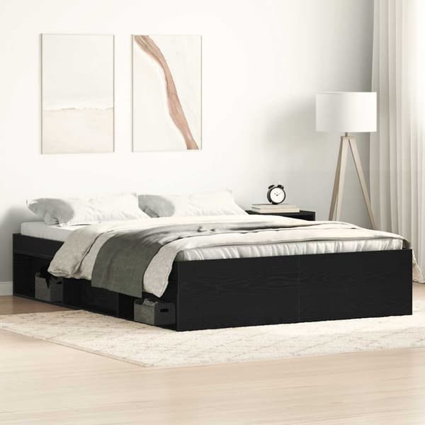 vidaXL Sengeramme uten madrass svart eik 135x190 cm konstruert tre